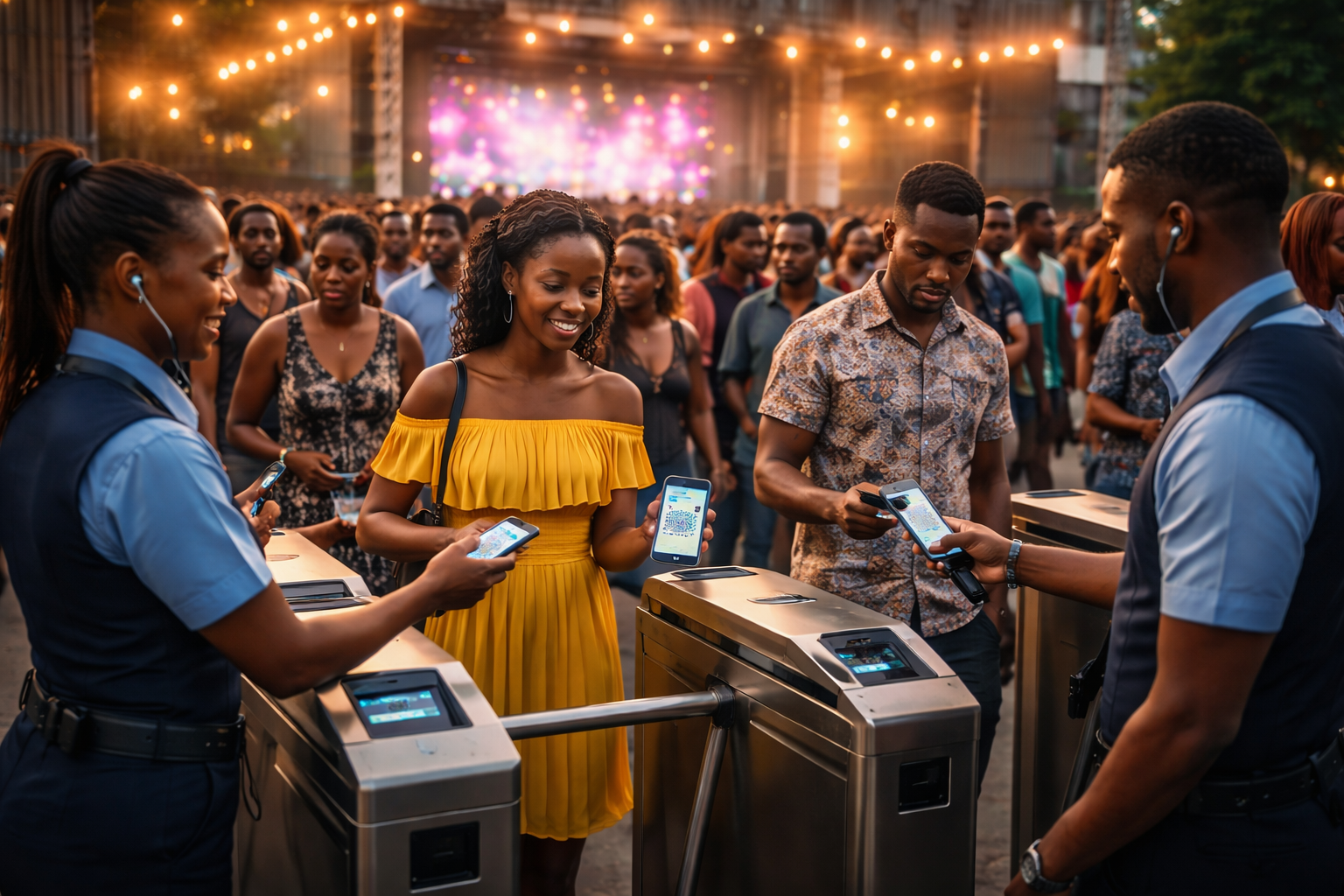 Attendees checking in at event gate
